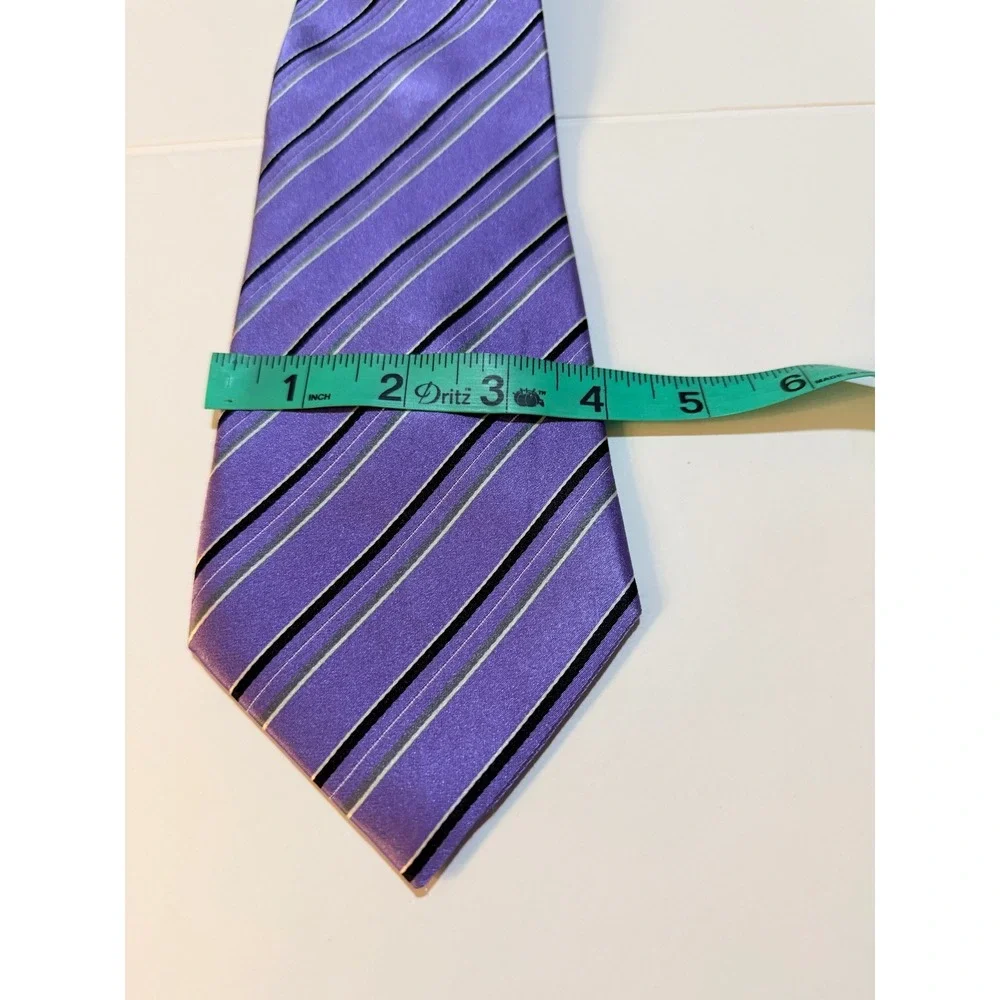 Donald J Trump Silk Tie‎ Lot Sz OS Gold Purple Striped Signature Collection 2pc